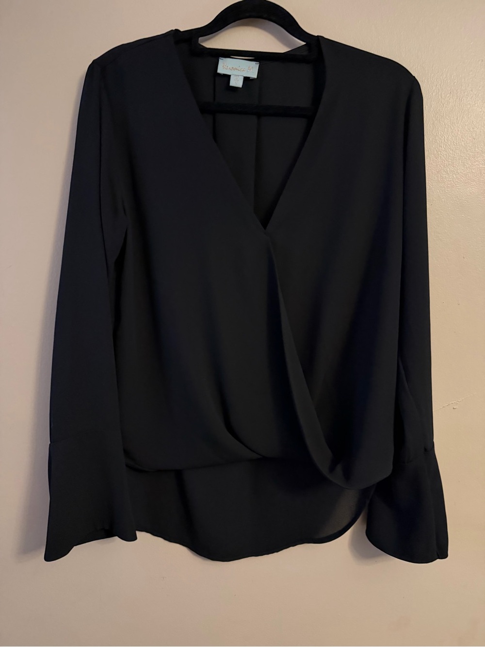 Veronica M Black Surplice Long-Sleeve Blouse